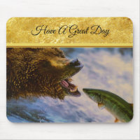 Steelhead salmon jumping into grizzly bears mouth