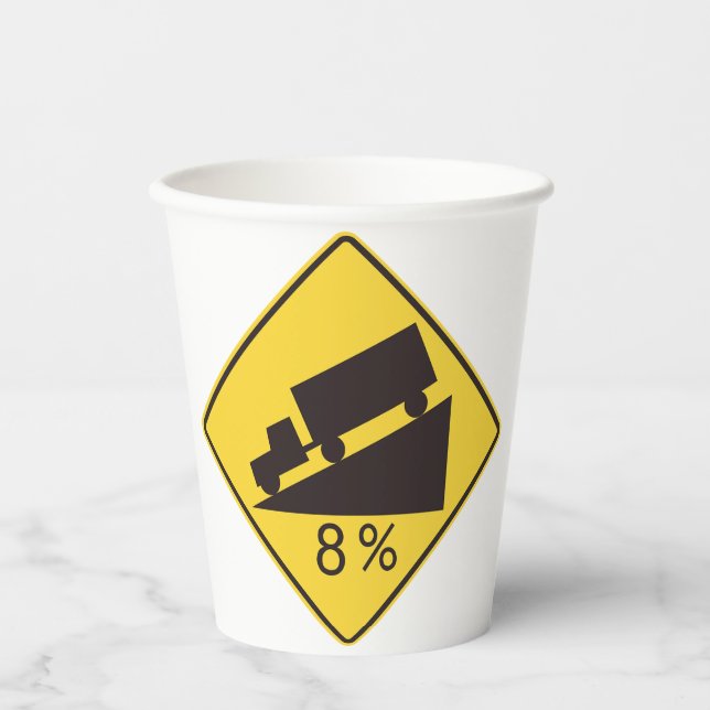 Steep Grade Traffic Sign Trucking Hauling Caution Paper Cups (Front)
