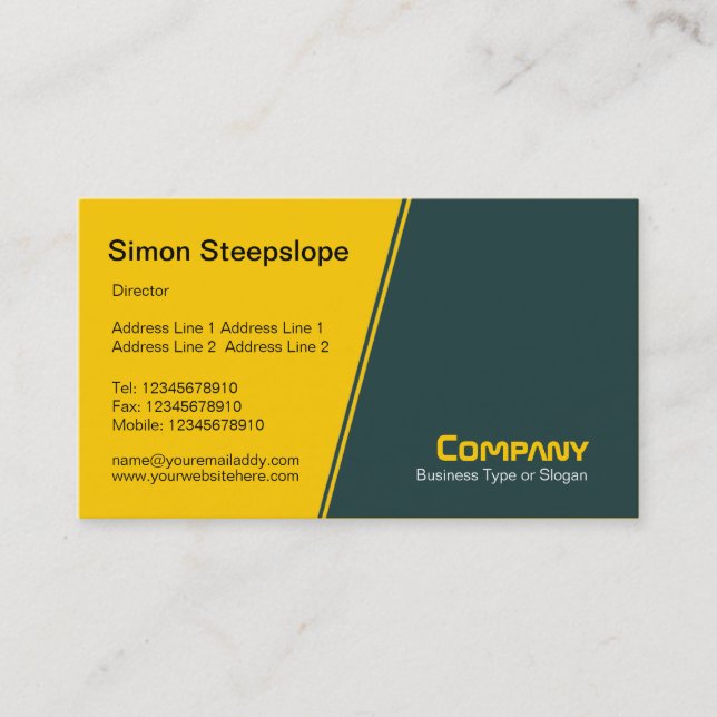 Steep Slope - Amber and Green Grey Business Card (Front)