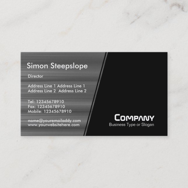 Steep Slope - Brushed Metal Texture Business Card (Front)