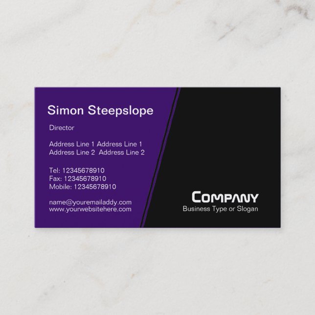 Steep Slope - Dark Purple and Black Business Card (Front)
