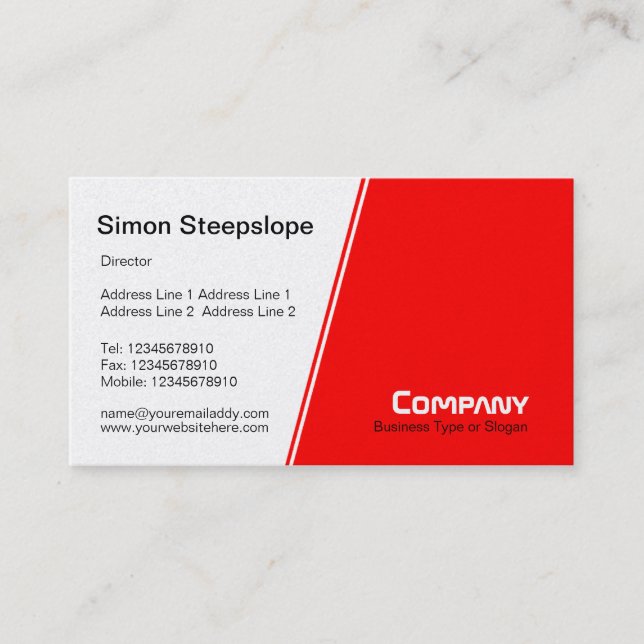 Steep Slope - White and Red (Platinum) Business Card (Front)