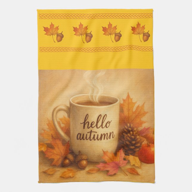 Steeped in Season Wide Border Kitchen Towels (Vertical)