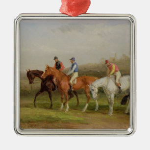 Steeplechasing: At the Start (oil on canvas) Metal Ornament