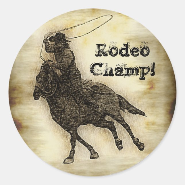 Steer Roping Rodeo Cowboy Classic Round Sticker (Front)