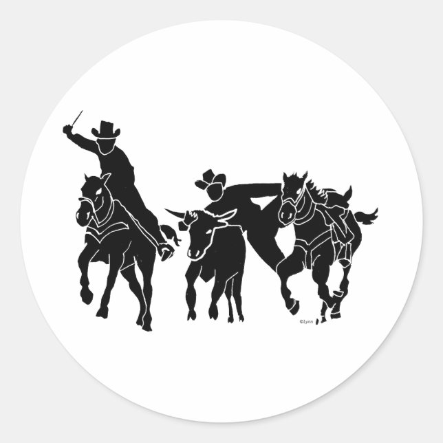 Steer Wrestling 1 Classic Round Sticker (Front)