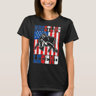 Steer Wrestling Legend American Flag Rodeo Bulldog T-Shirt