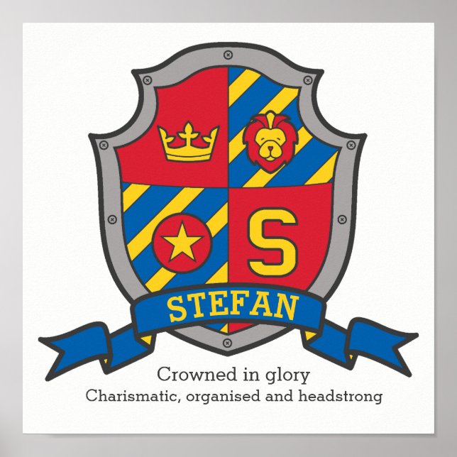 Stefan nom de garçon signifiant affiche de bouclie (Devant)