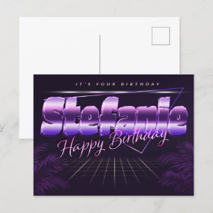 Stefanie Name Vorname lila Postkarte Geburtstag Postcard