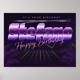 Stefano Name Vorname lila retro Poster Geburtstag