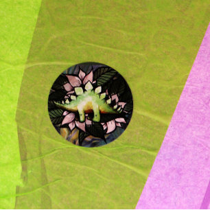 Stegosaur Dinosaur Flower Dinosaurs Classic Round Sticker