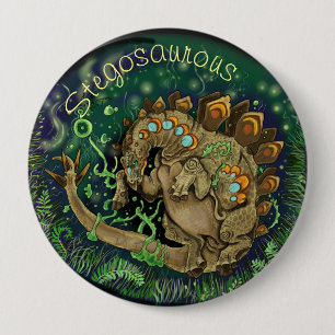 Stegosaurous Dinosaur Art 4 Inch Round Button
