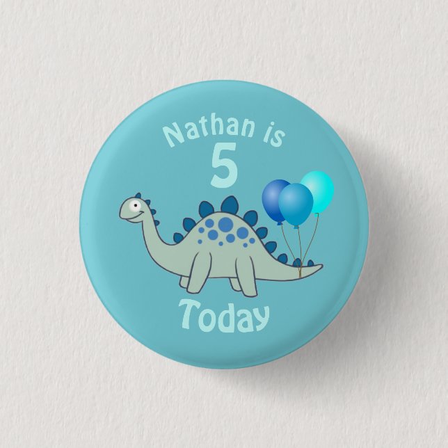 Stegosaurus Birthday 1 Inch Round Button (Front)