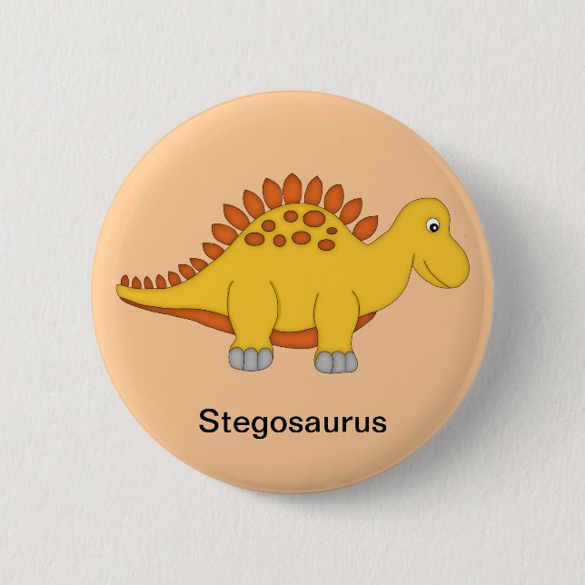 Stegosaurus Dinosaur 2 Inch Round Button (Front)