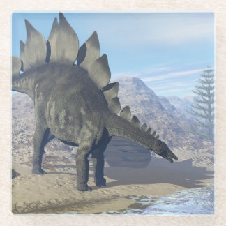 Stegosaurus dinosaur - 3D render Glass Coaster