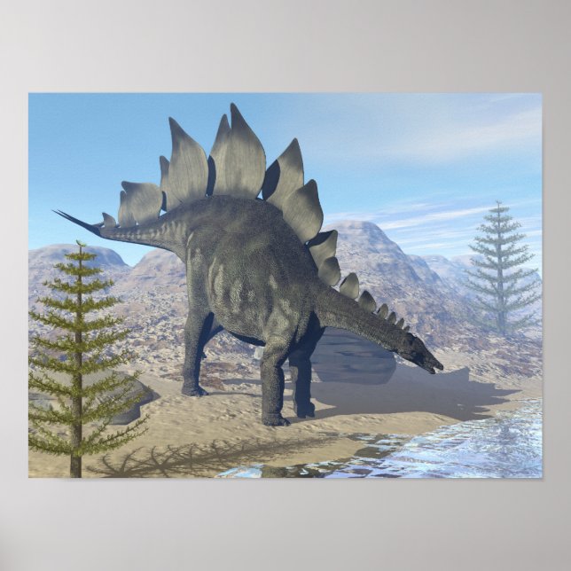 Stegosaurus dinosaur - 3D render Poster (Front)