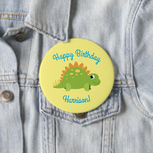 Stegosaurus Dinosaur Birthday Party 4 Inch Round Button