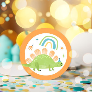 Stegosaurus Dinosaur Birthday Party Favours Classic Round Sticker