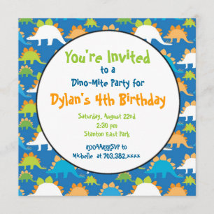 Stegosaurus Dinosaur Birthday Party Invitations
