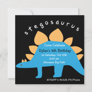 Stegosaurus Dinosaur Birthday Party Invitations