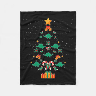Stegosaurus Dinosaur Christmas Tree Xmas Long Slee Fleece Blanket