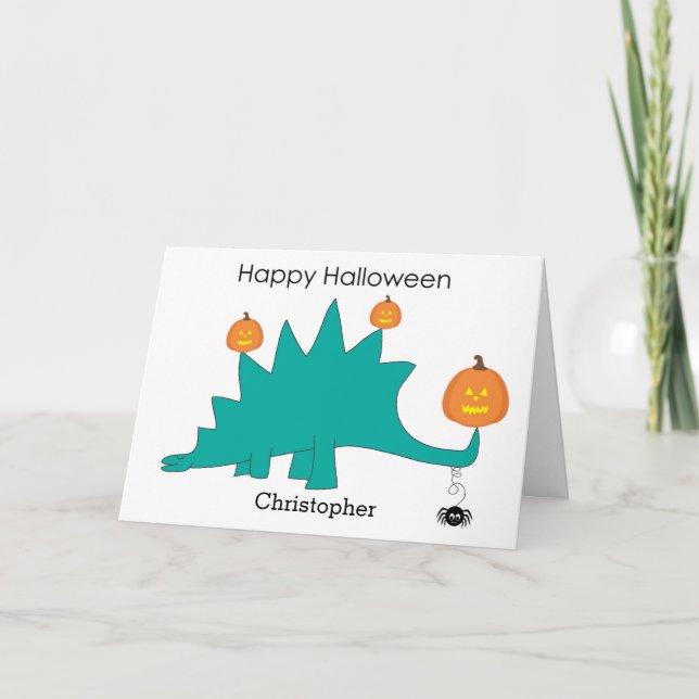 Stegosaurus Dinosaur Halloween Card (Front)