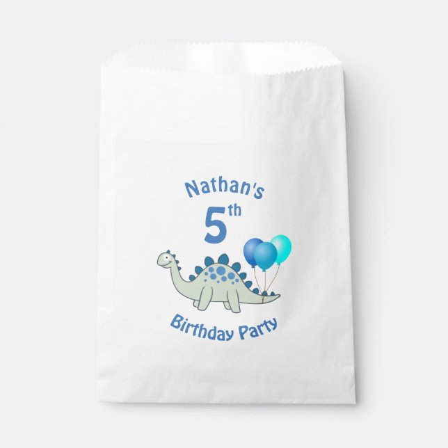 Stegosaurus Dinosaur Kids Birthday Favour Bag (Front)