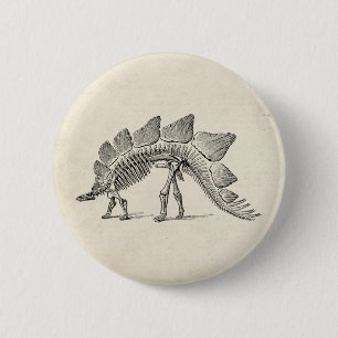 Stegosaurus Dinosaur Skeleton Fossil 2 Inch Round Button