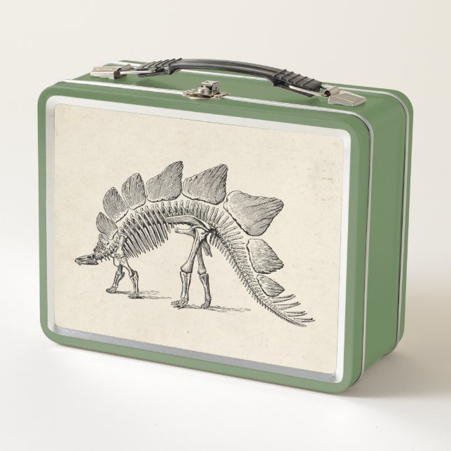 Stegosaurus Dinosaur Skeleton Fossil Metal Lunch Box (Front)