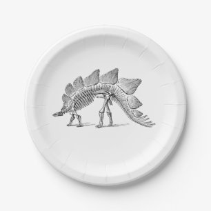 Stegosaurus Dinosaur Skeleton Fossil Paper Plate