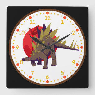 Stegosaurus Dinosaur Square Wall Clock