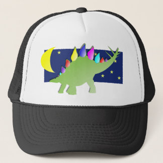 Stegosaurus in the night with moon and stars trucker hat