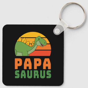 Stegosaurus Papasaurus Dinosaur Father's Day Keychain