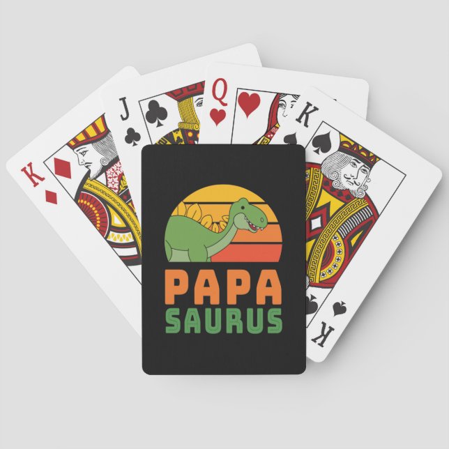 Stegosaurus Papasaurus Dinosaur Father's Day Playing Cards (Back)