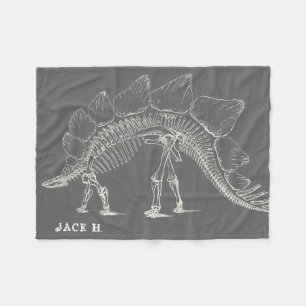 Stegosaurus To The Max Dinosaur Bones Grey Fleece Blanket