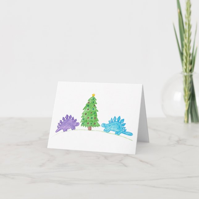 Stegosauruses By The Christmas Tree Card (Front)