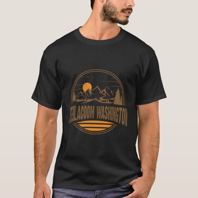 Steilacoom Washington Mountain Print T-Shirt (Front)