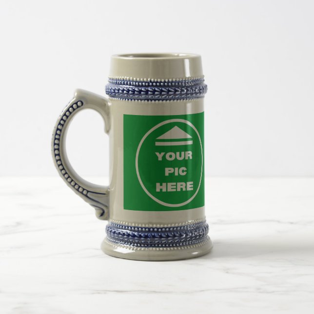 Stein Mug - Add Your Image Grey & Blue (Left)