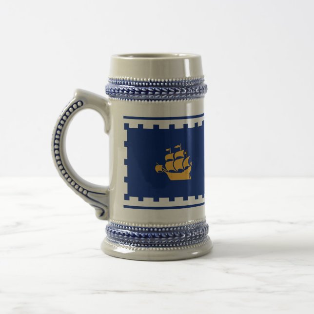 Stein Mug with Flag of Quebec City, Canada (Left)