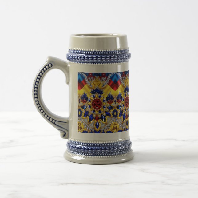 Stein Mug with Romanian Colours Design (Left)