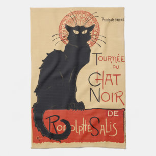 Steinlen Art Nouveau Chic Black Cat Vintage Print Kitchen Towel