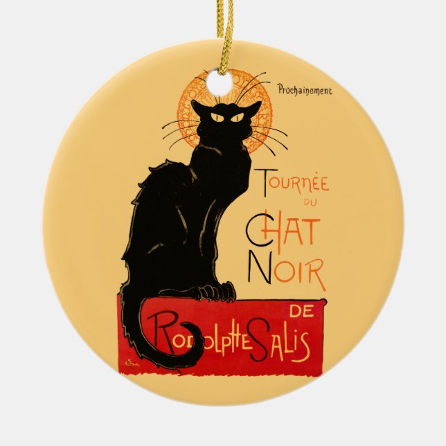 Steinlen Black Cat Classic French Artwork  Ceramic Ornament (Front)