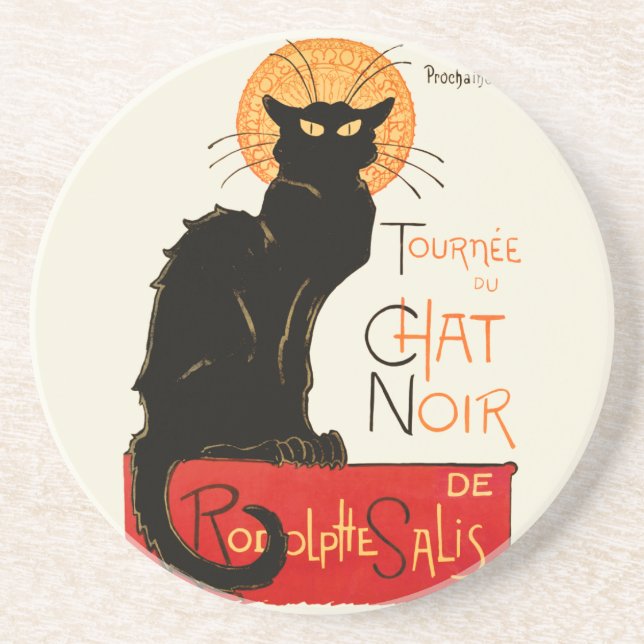Steinlen Black Cat Classic French Artwork  Coaster (Front)
