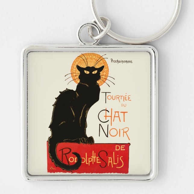 Steinlen Black Cat Classic French Artwork  Keychain (Front)