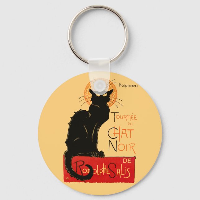 Steinlen Black Cat Classic French Artwork  Keychain (Front)