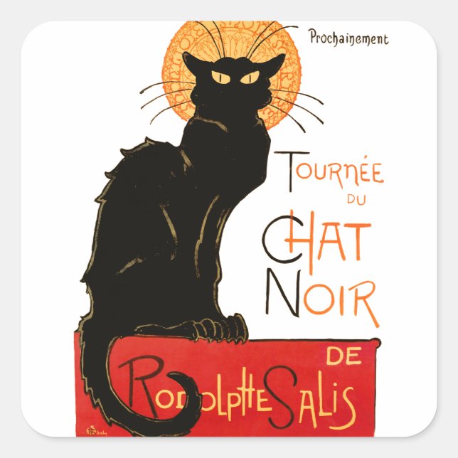 Steinlen Black Cat Classic French Artwork  Square Sticker (Front)