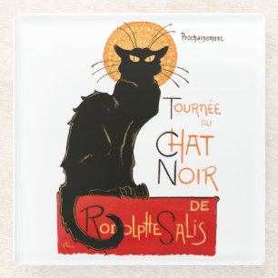 Steinlen Black Cat Classic French Chat Noir Poster Glass Coaster