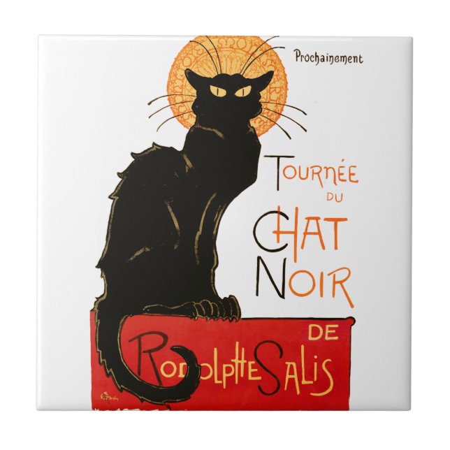 Steinlen Black Cat Classic French Chat Noir Poster Tile (Front)