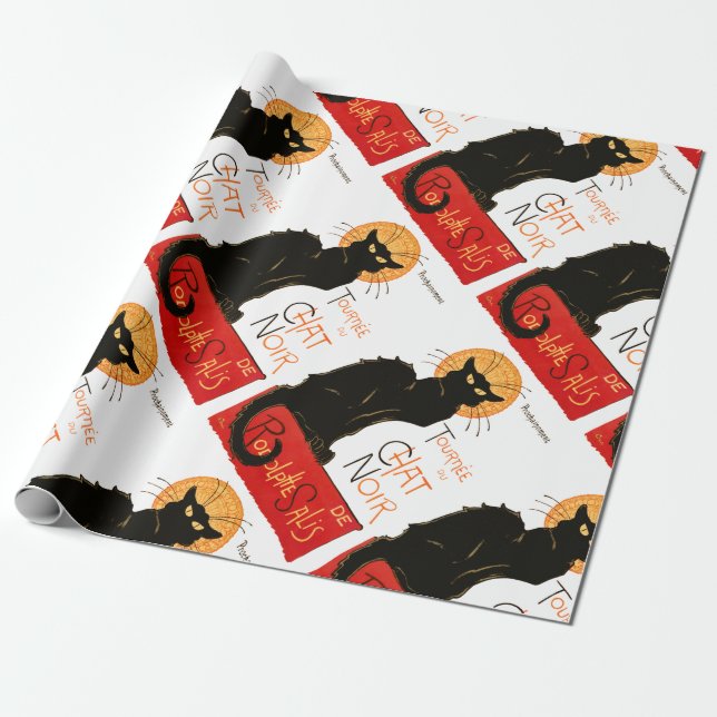 Steinlen Black Cat Classic French Chat Noir Poster Wrapping Paper (Unrolled)