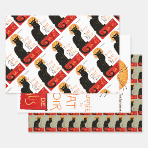 Steinlen Black Cat Classic French Chat Noir Poster Wrapping Paper Sheet